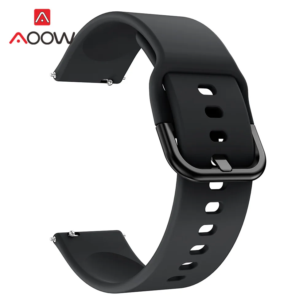 Black 20 мм силиконовый ремешок для часов для samsung Galaxy Watch Active 42 мм Garmin Huami Amazfit bip huawei сменный Браслет - Цвет ремешка: Black