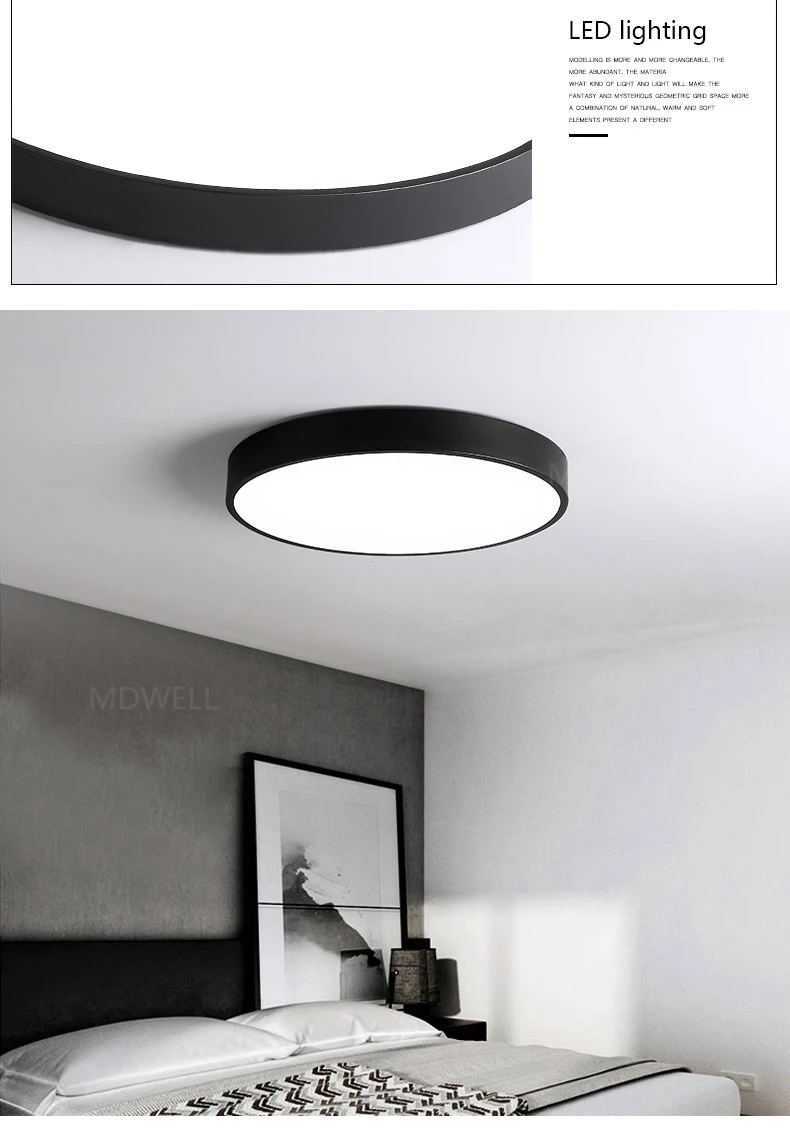 Minimalist Black/White art modern led ceiling lights for bedroom kids room Round square led home indoor ceiling lamp Fixture