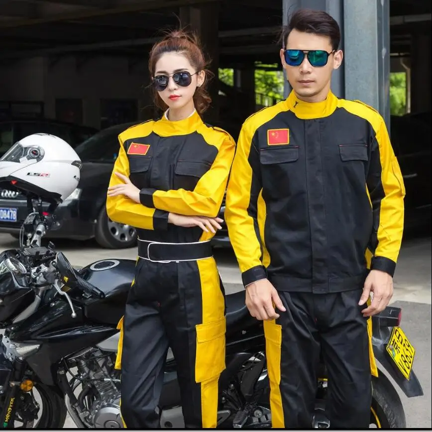 black yellow S-4XL весна и осень с длинным рукавом Авто Ремонт сервис Комбинезоны для мужчин автомобиль красота ремонт автомобиля инструменты для мойки Заводская одежда - Цвет: black yellow
