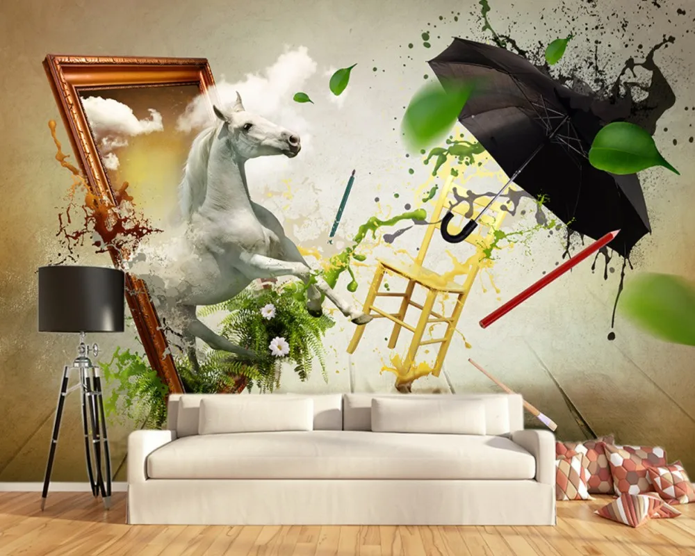 Бесплатная доставка фотообои HD лошадь 3D абстрактный фон настенная живопись