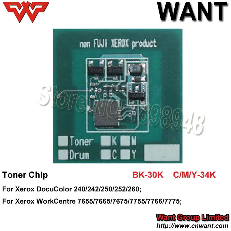 Тонер чип 006R01223 006R01224 006R01225 006R01226 для Xerox DC240 242 DC250 260 7655 7665 7675 7755 7765 сброса тонера|toner
