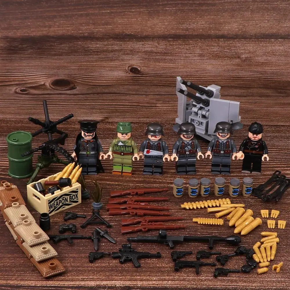 6 шт. солдат армии воздушные орудие обороны оружие Brinquedos Playmobil город военные Мини фигурки строительный блок кирпич оригинальные игрушки