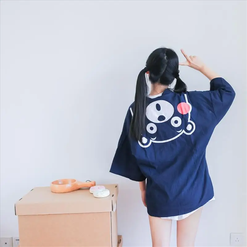 Новинка 2019 ветрозащитный и хлопковый кардиган японское кимоно с рисунком