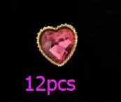 rose pink 12 шт. Kawaii розовое сердце кристалл в металлический ободок лоток материал украшение для DIY ювелирные аксессуары сладкое сердце Красный горный хрусталь - Цвет: rose pink