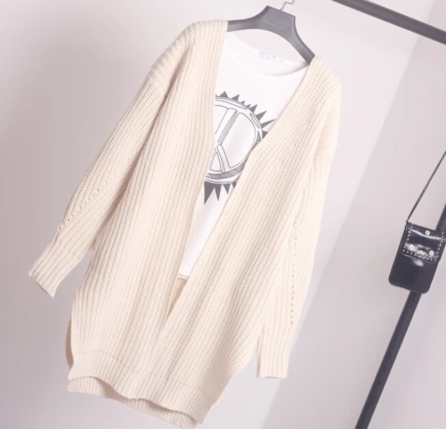 Зима Осень 2015 мода женщины белый тонкий вязаный свитер Теплый верхняя одежда с