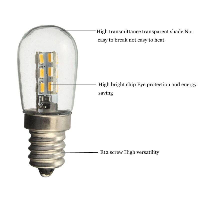 10 шт. LED E12 220 В лампа для холодильника SMD 3014 домашние светодиодные лампы стеклянная