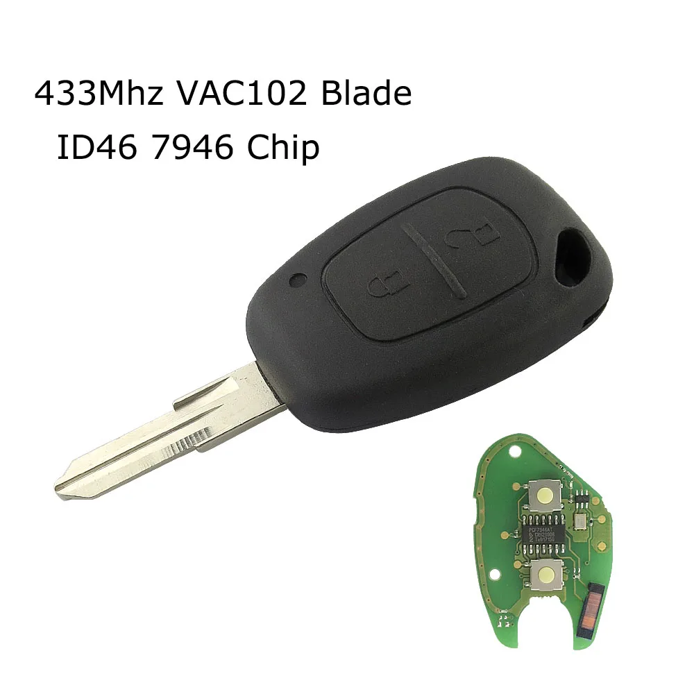 OkeyTech для Renault Clio Duster Megane Автомобильный Дистанционный ключ 2 кнопки 433 МГц ID46 PCF7946