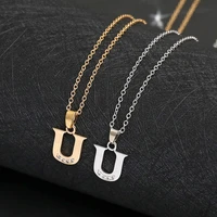 26 english letters u fashion lucky monogram charm necklace alphabet initial sign mother friend family name gift necklace jewelry