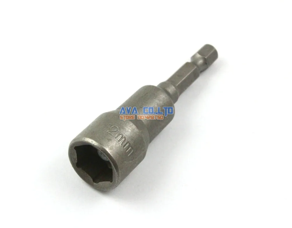 

5 Pieces Magnetic 12mm Hex Socket Nut Setters Driver S2 Steel 1/4" Hex Shank 65mm Long
