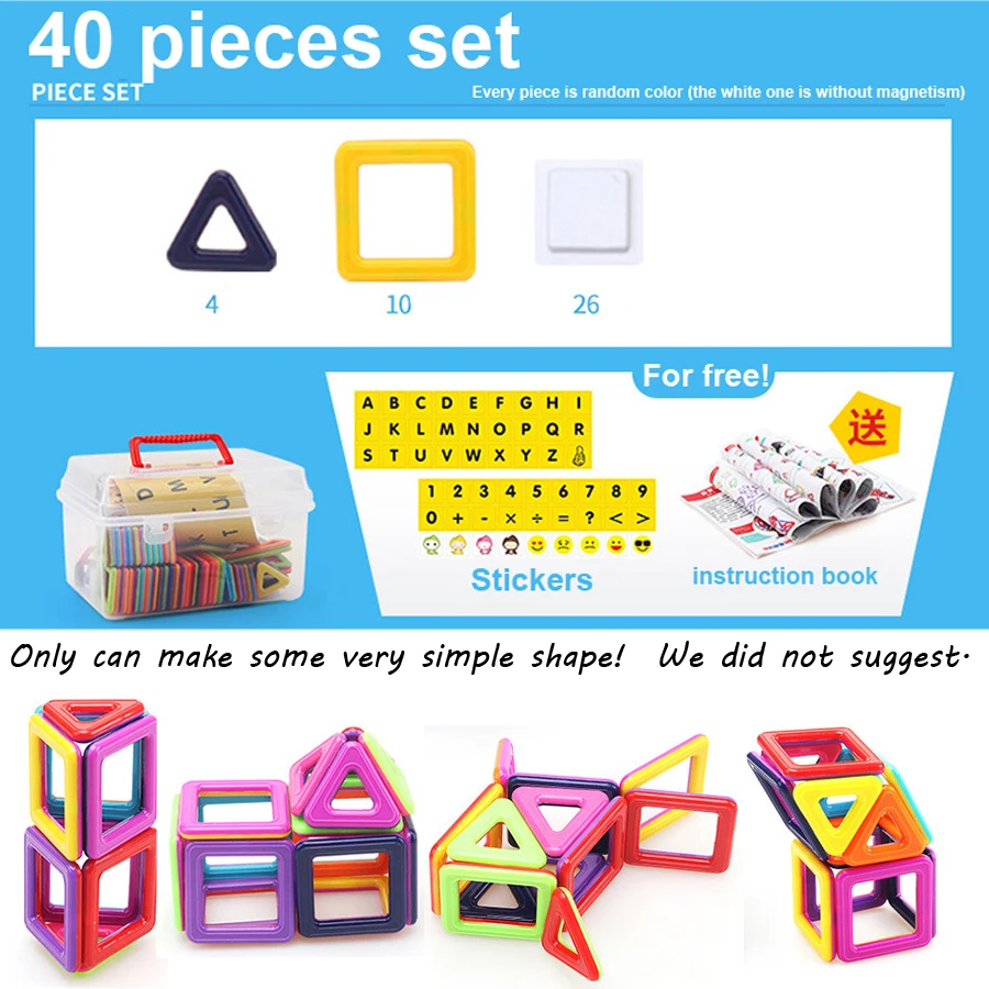 166pcs Big Size Magnetic Building Blocks Triangle Square Brick designer Enlighten Bricks Toys Free Stickers Gift DS19 | Игрушки и хобби