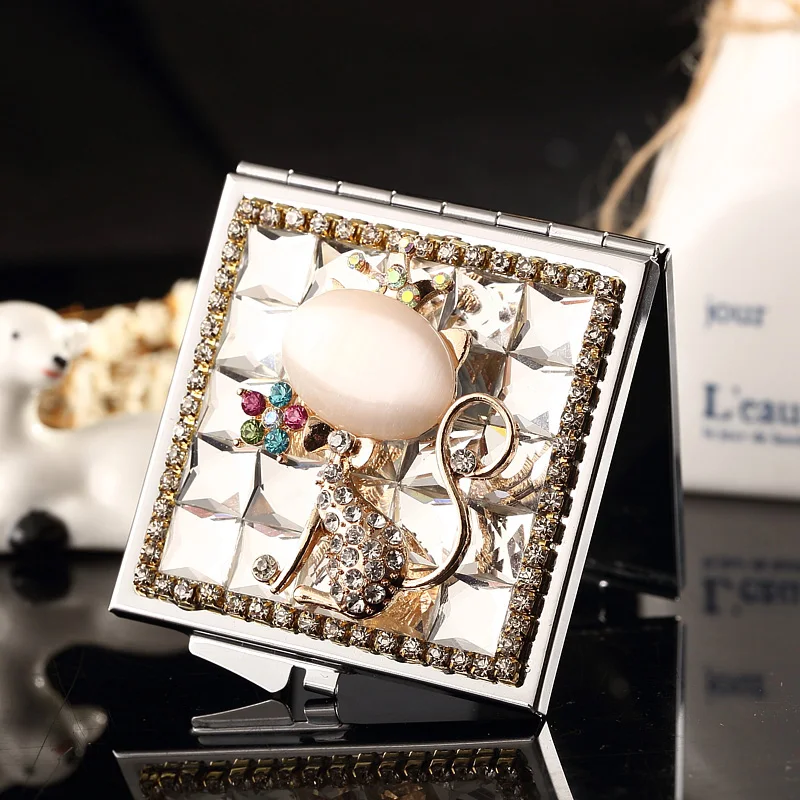 wedding party bridesmaid girl friend promotional gift bling crystal rhinestone sexy fox mini beauty makeup compact pocket mirror | Дом и сад