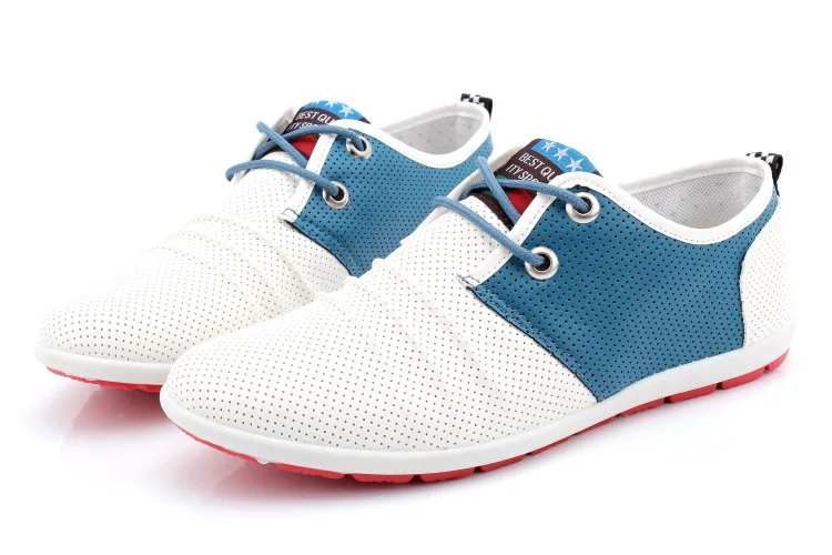 White male summer casual leather Men breathable shoes trend plus size commercial single 2014 | Обувь