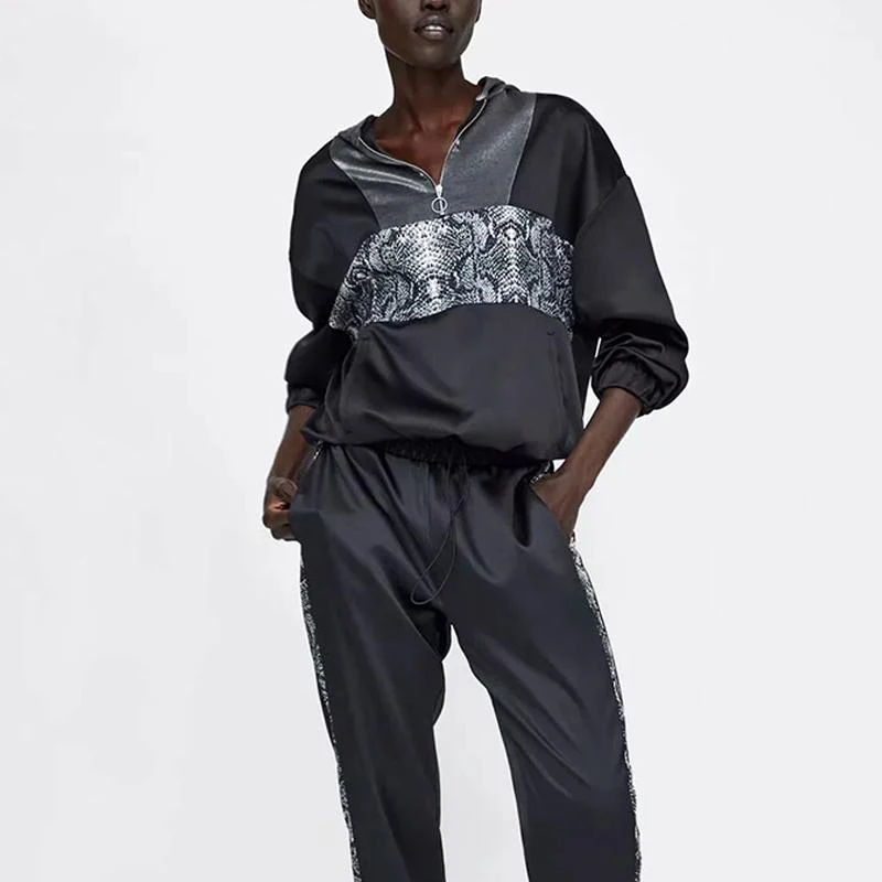 Осень 2019 куртка бомбер женская зимняя со змеиным принтом размера плюс пуловер