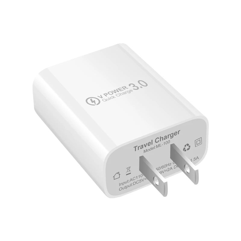 YOJOCK USB зарядное устройство адаптер дорожное настенное зарядное устройство 18 Вт Быстрая зарядка 3,0 EU/US вилка Быстрая зарядка телефона для iPhone X samsung S8 Xiaomi - Тип штекера: US Charger