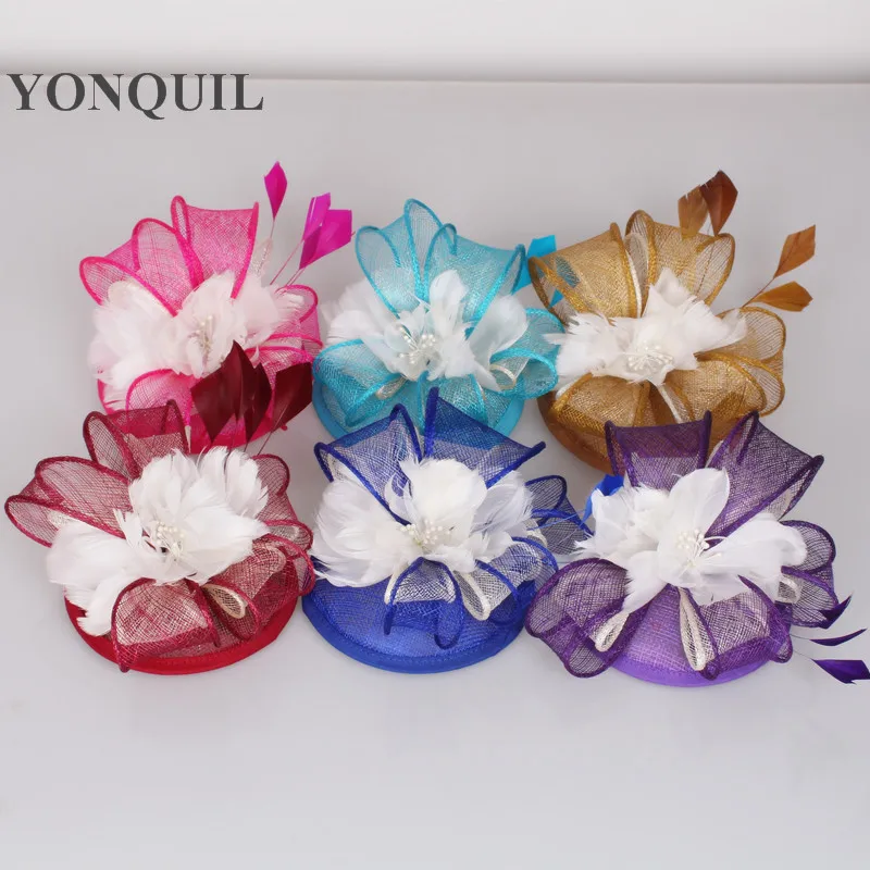 

Sinamay Hats Feather Fascinators Nice Cocktail Hats Party Headwear Wedding Hair Accessories and Bridal Hats Fedora Headbands