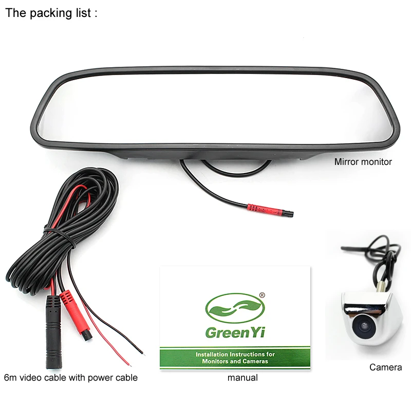 GreenYi HD 4 3 дюймов автомобиля Зеркало для контроля уровня сахара в крови с заднего