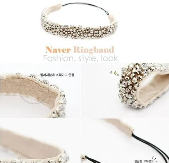 

2021 new Wholesale fashion handmade cubic beads and gems elastic hairbands headband party hairband hair accessories