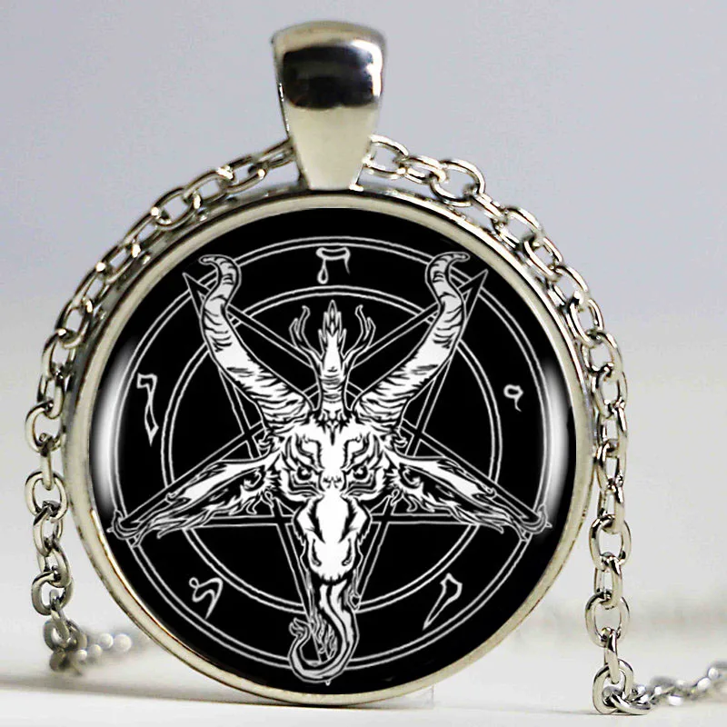 Модное ожерелье Baphomet с пятиконечной звездой винтажное цепочкой серебряного