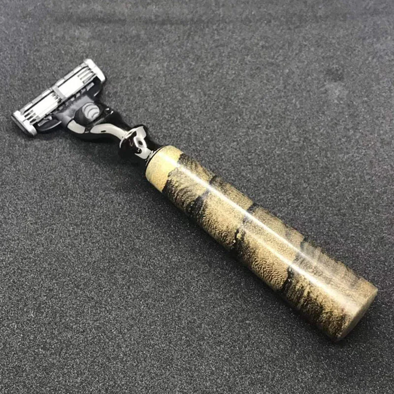 

Male Safety Shaving Razor Shave Beard Razors For Men Refills Mach 3 Blade Knife Natural Wood Handle