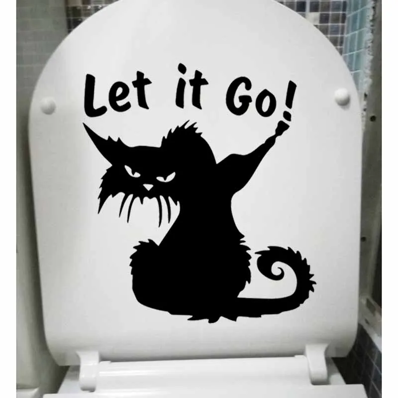 YOJA 22,1X24 см WC забавный кот Let It Go наклейка для сиденья унитаза ванная комната дома Наклейка на стену T5-0039