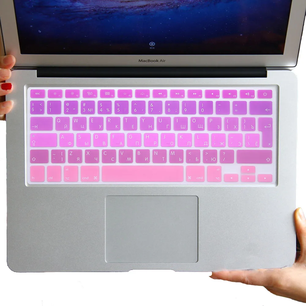 Redlai силикон EU/UK русская градиент/однотонная цветная клавиатура чехол для Macbook Air 13 дюймов A1466 Pro retina 13 1" покрытие для клавиатуры