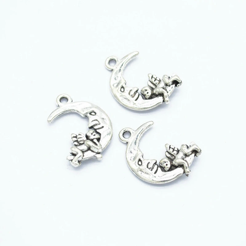 

60pcs Moon Charms DIY Jewelry Making Pendant Fit Bracelets Necklaces Earrings Handmade Crafts