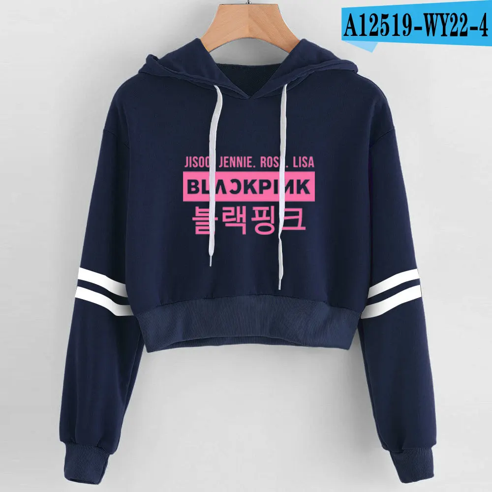navy Корейские женские сексуальные Харадзюку каваи Kpop черно-розовая толстовка с принтом горячее женское розовое пальто хип-хоп пуловер толстовки свитшоты - Цвет: navy