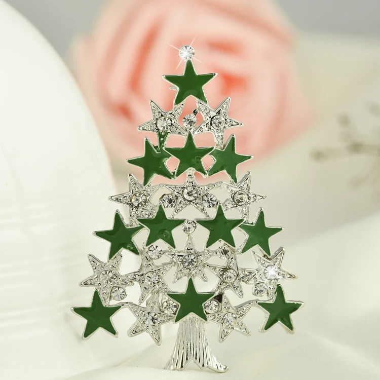 Женская Винтажная брошь на рождественскую елку зеленая с букетами акриловая для