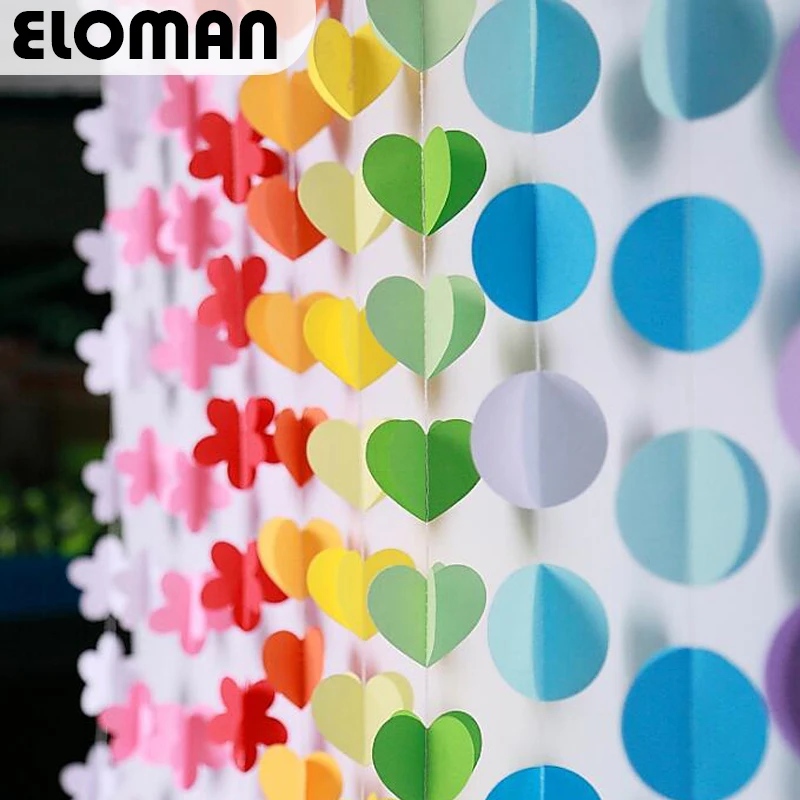 Цветные бумажные подвесные струны ELOMAN в форме сердца украшения для детской