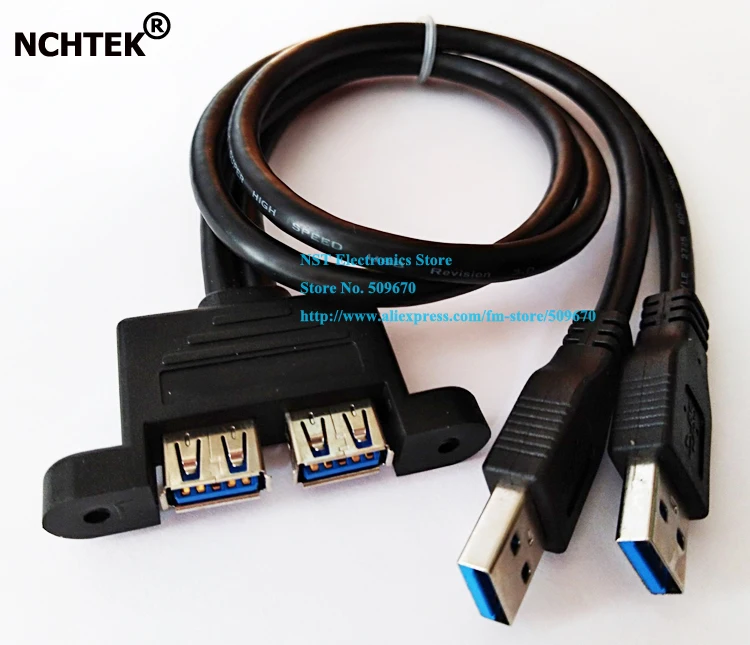 Удлинительный кабель NCHTEK Combo 2 USB 3 0 папа мама с отверстиями для крепления на