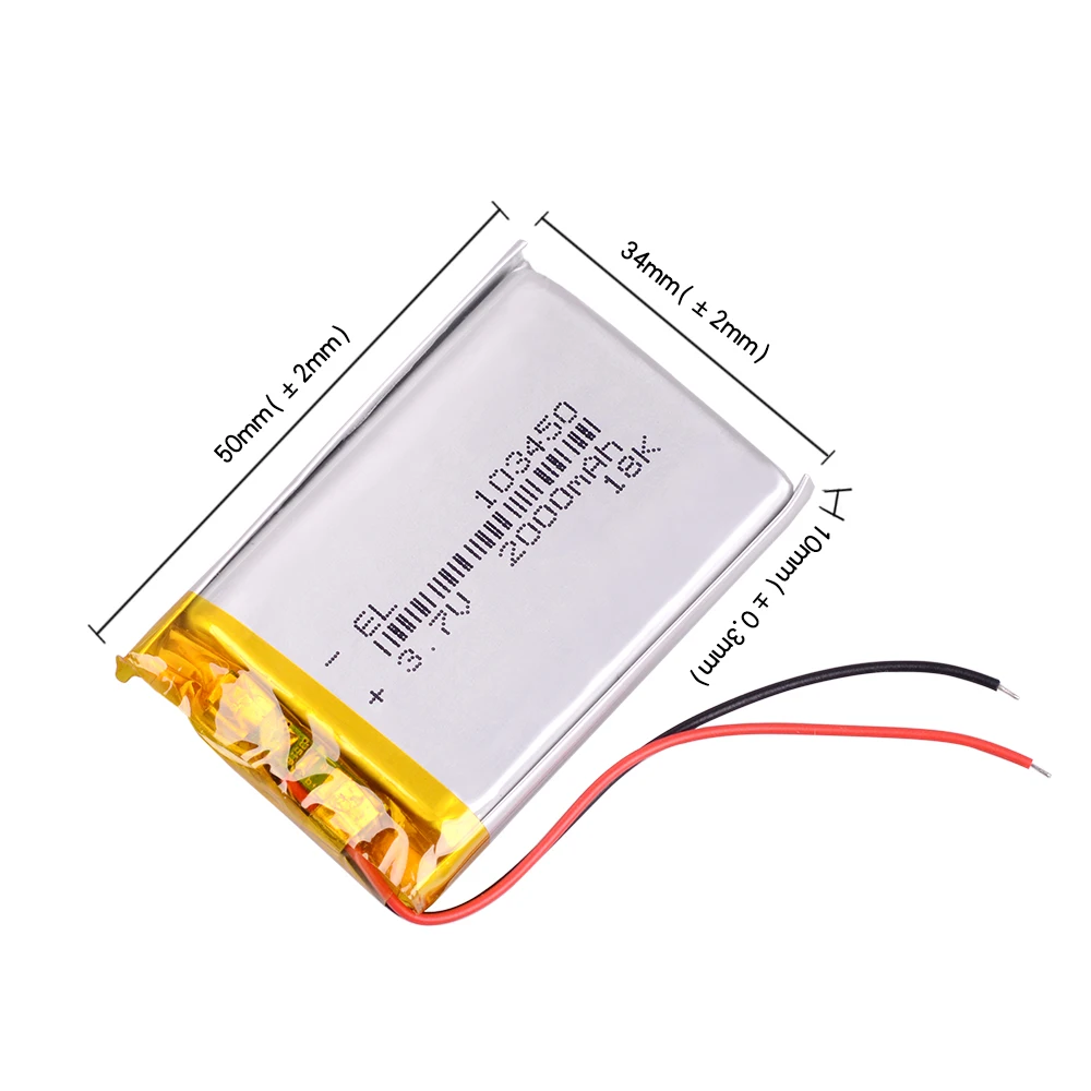 

CE ROHS 103450 2000MAH lipo polymer lithium battery navigator portable speakers mystery headset e-book camera lamp soazu Plump