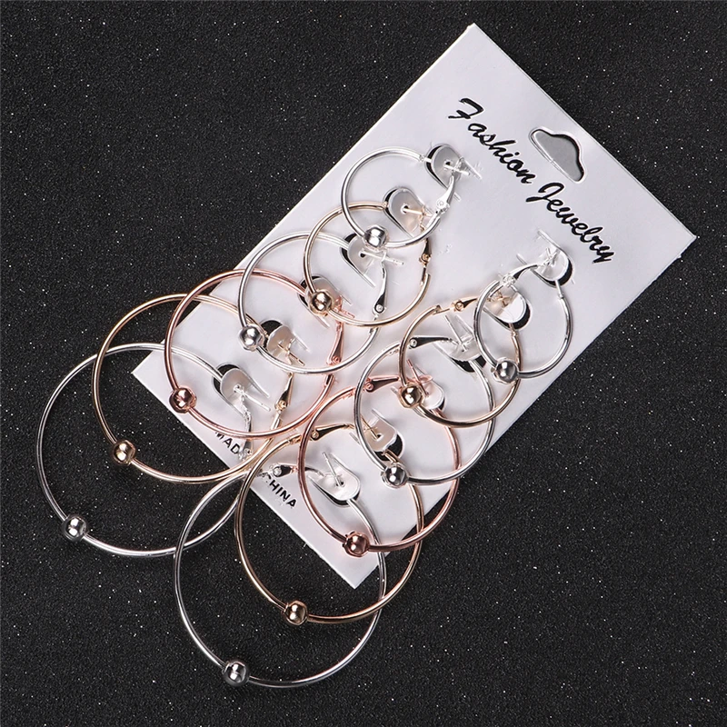 VIVILADY 6 Pairs/set Hoop Earrings Women Evening Party Gold Silver Color Lead Cadmium Free Summer Jewelry Newest Birthday Gifts | Украшения