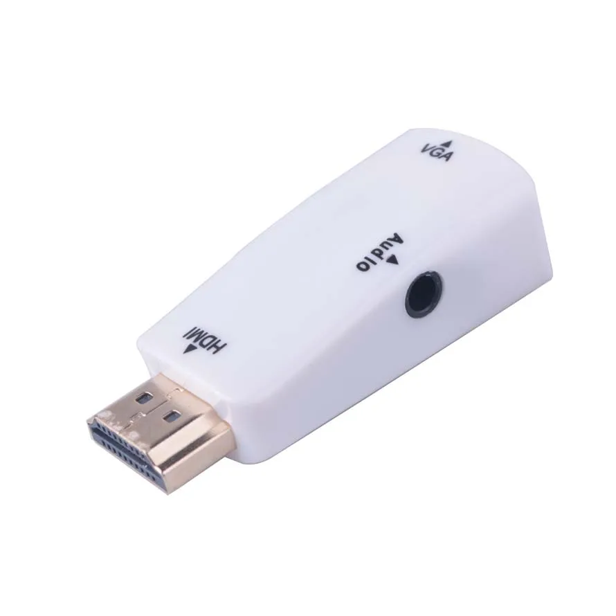 Переходник elistoooop с разъемом «Папа-мама» для HDMI-VGA с аудиокабелем для ПК, ноутбуков, планшетов, ТВ-приставок, поддержка 1080P HD ТВ-адаптера - Цвет: White