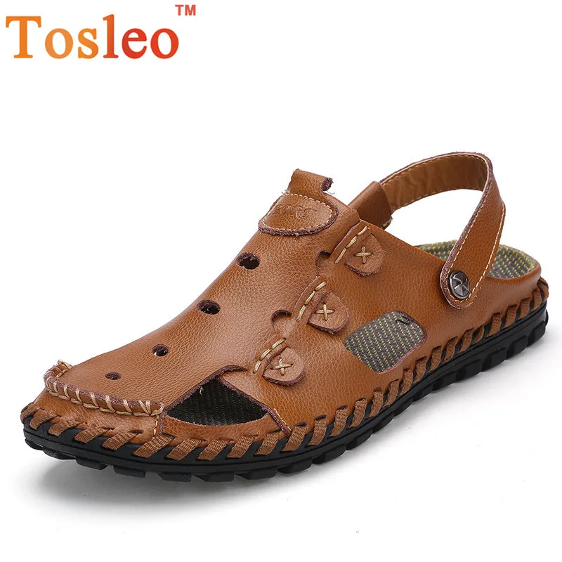 2018 мужские сандалии ручной работы мягкие кожаные Мужская удобная летняя