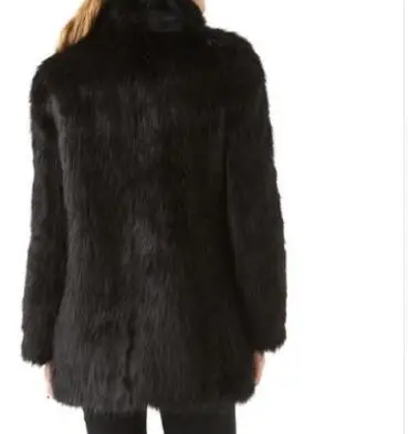 2019 белое/черное пальто из искусственного меха Женское зимнее средней длины