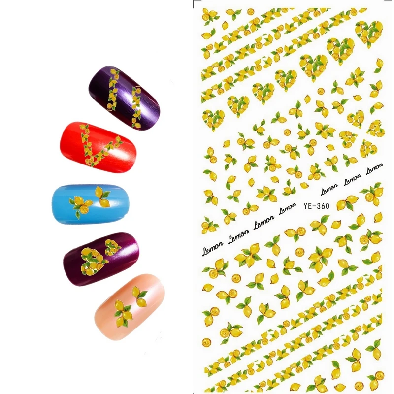 

WATER TRANSFER DECAL NAIL ART NAIL STICKER FLOWER LACE FRUIT LEMON STRAWBERRY LETTER ALPHABET YE360-365