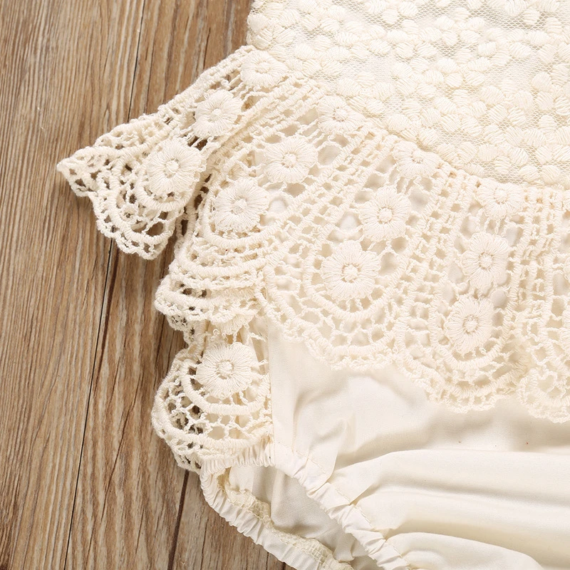 Летние комбинезоны без рукавов для девочек Одежда новорожденных кружевные на