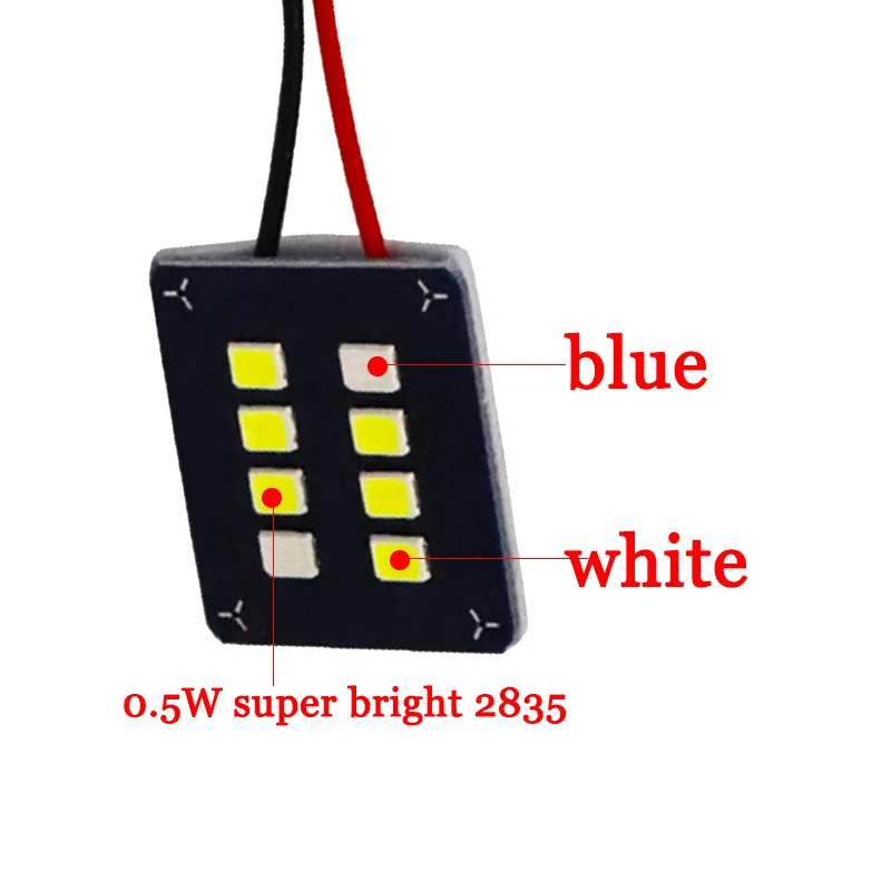50X синий белый двухцветный купольный свет 8 SMD 2835 led 0 5 Вт Панель автомобиля лампы