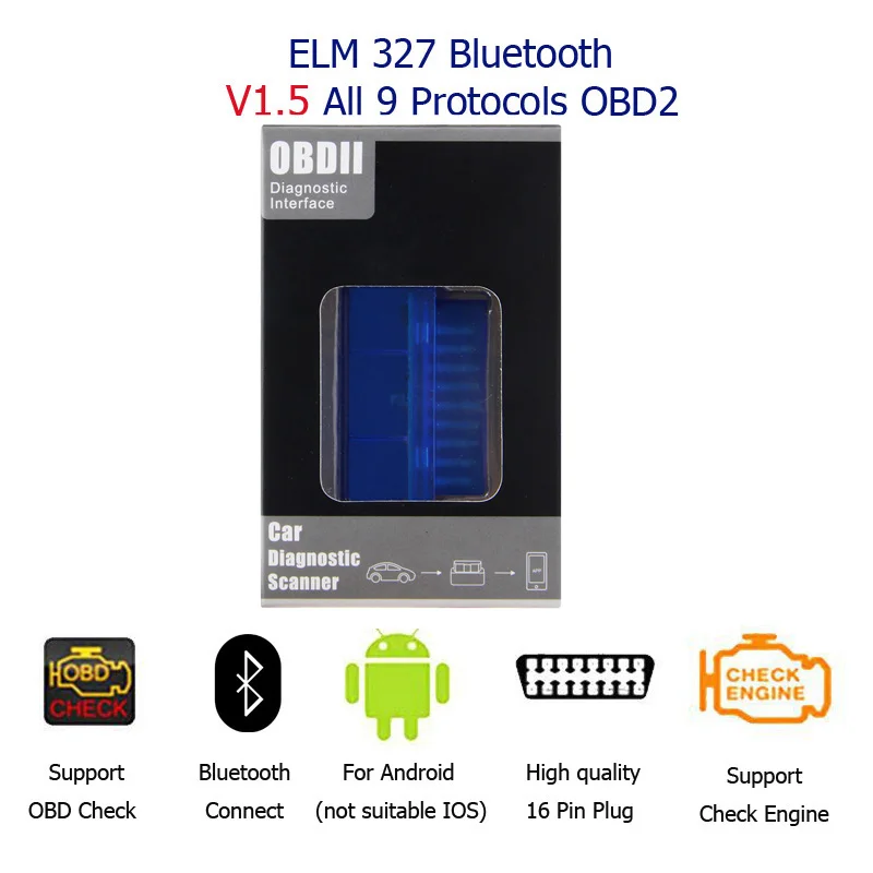Диагностический сканер Elm 327 V1.5 Bluetooth OBD2 с хорошим чипом 1 5 Elm327 Mini OBD для