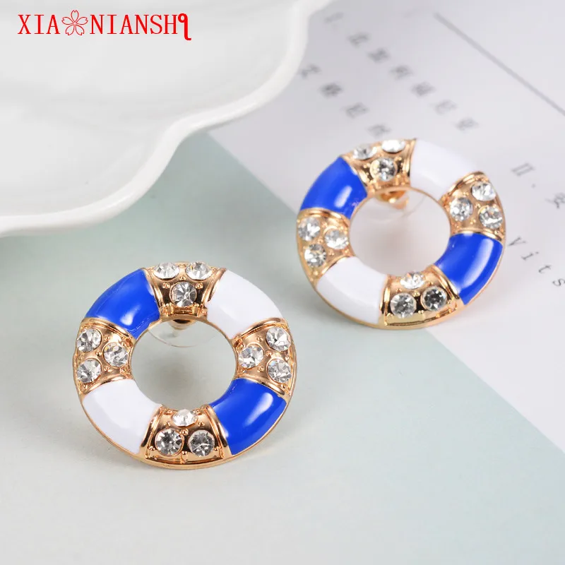 Женские винтажные серьги лодочки Boat Element boucle d'oreille femm креативные эмалированные