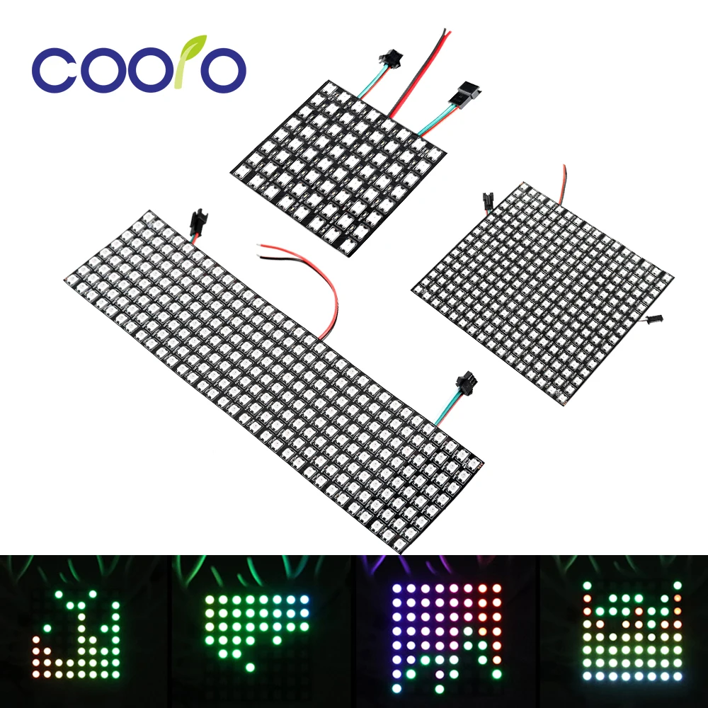 RGB WS2812B светодиодный панельный Чип 8x8/8x32/16x16 пикселей WS2812 гибкий пиксельный панельный экран индивидуально адресуемый цифровой светодиодный модуль