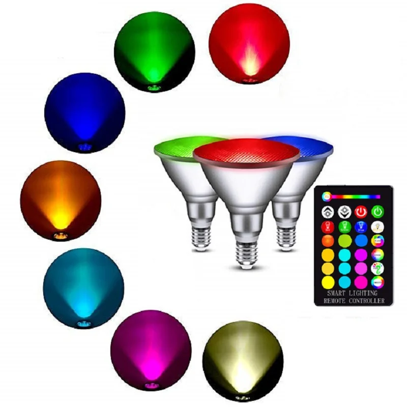 48 шт./лот E27 RGB led par38 лампа 20 Вт открытый IP65 Водонепроницаемый прожектор AC85-265V |
