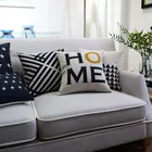 Декоративный чехол для диванной подушки, черно-белый (бежевый) чехол для подушки с геометрическим рисунком для дивана, домашний автомобильный чехол с геометрическим рисунком 45x45 см