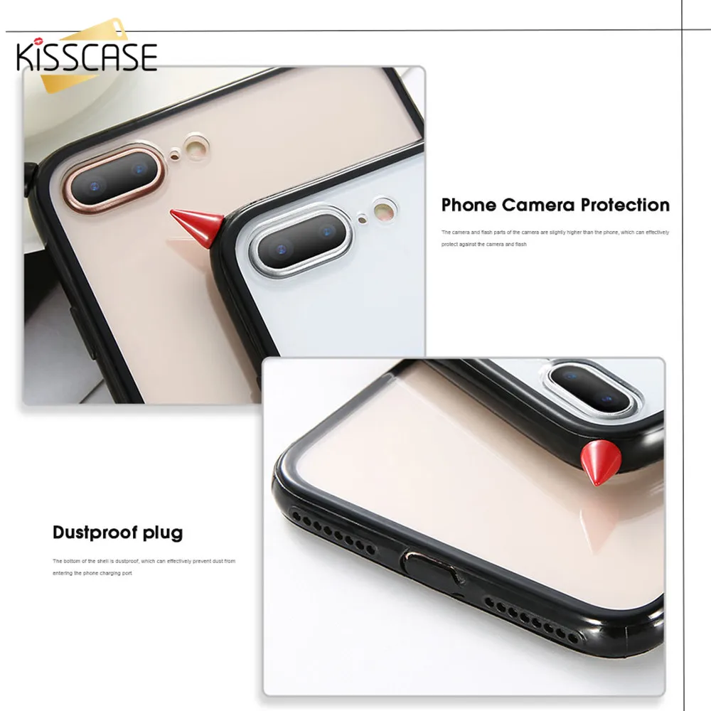 KISSCASE милый прозрачный мультяшный чехол для iPhone 6 6s 7 8 Plus Модный с рисунком демона