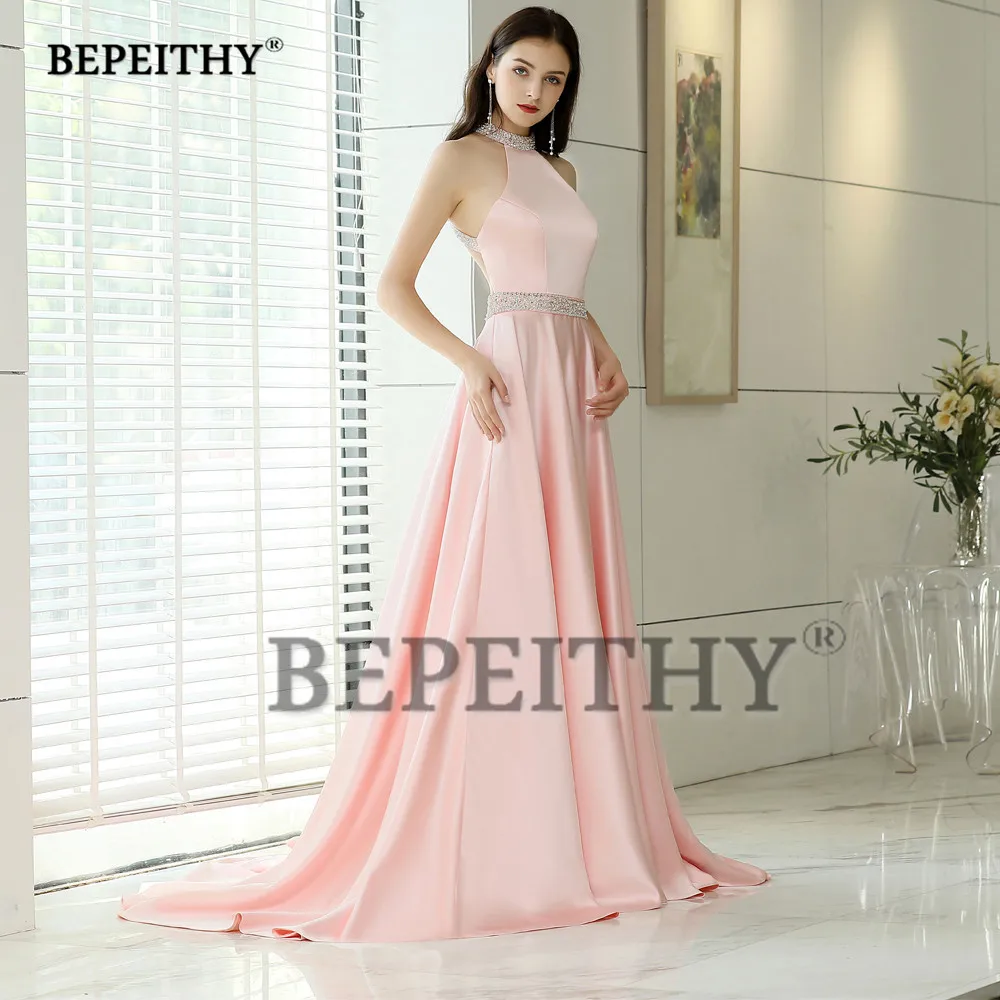 BEPEITHY/длинное вечернее платье с лямкой на шее и поясом со стразами Vestido De Festa