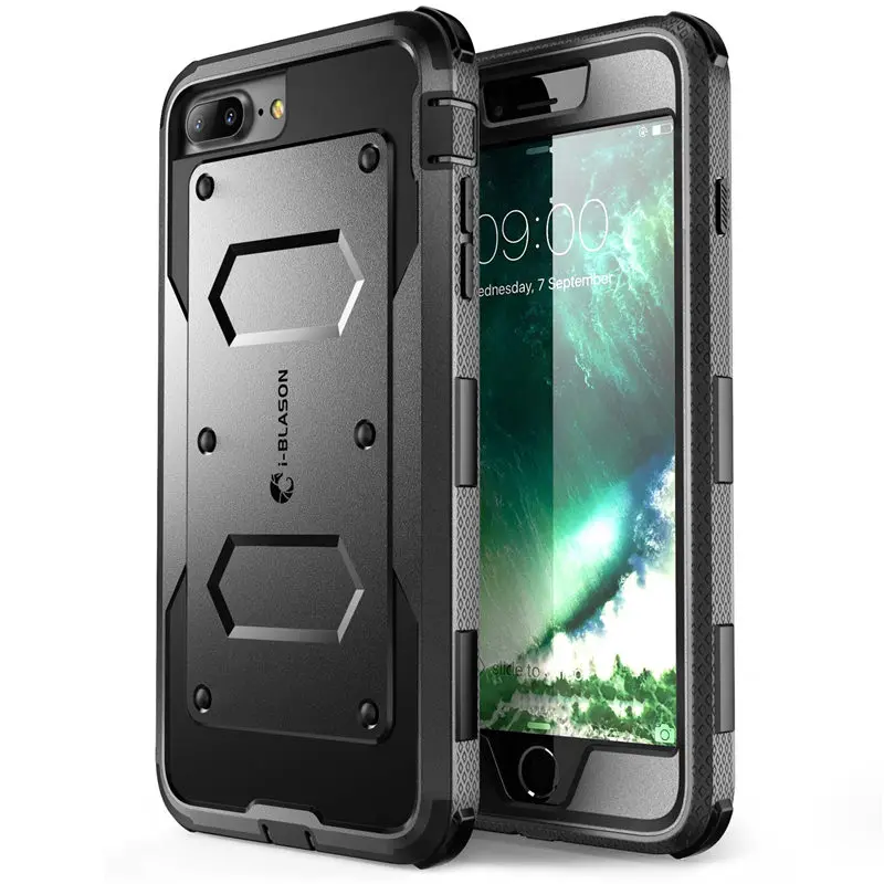 Black Для iphone 7 Plus/8 Plus, Чехол i-Blason Armorbox, полный корпус, сверхмощный ударопрочный бампер, чехол со встроенным протектором экрана - Цвет: Black
