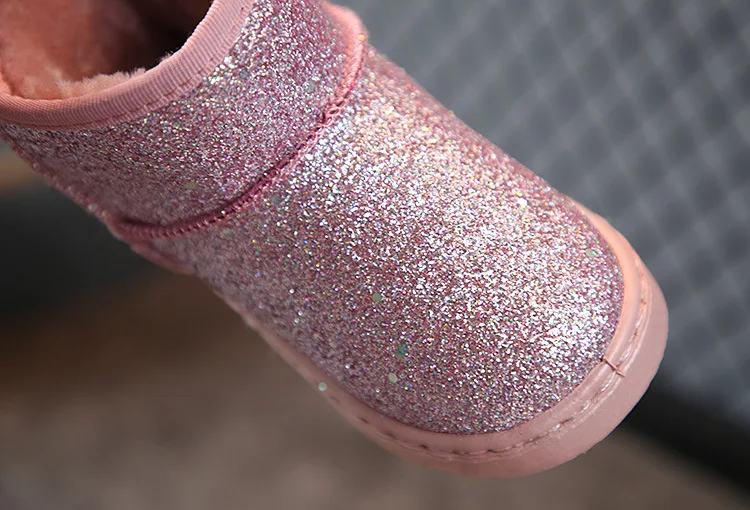 New Children's snow boots girls fur boots baby cotton shoes sequins soft boots girls Casual school boot