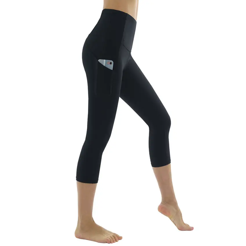 Dragon Fit мраморные Капри, штаны для йоги для женщин, эластичные спортивные Капри для фитнеса, леггинсы с карманами, спортивная одежда, леггинсы для бега, женские - Цвет: black
