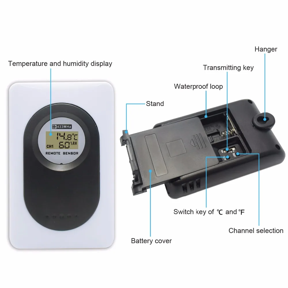 Цифровой беспроводной RCC RF метеостанция с крытым Уличный Термометр гигрометр
