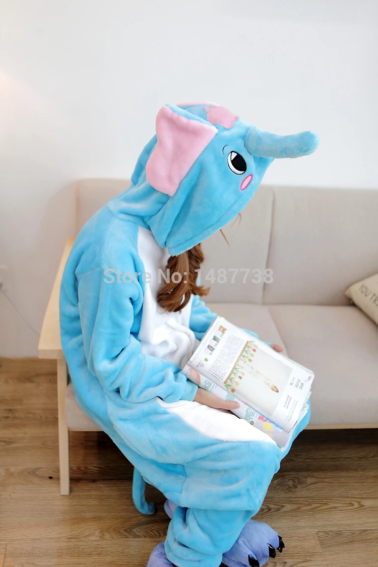 Кигуруми дизайн пижамы для взрослых животных Onesie Милая Фланелевая пижама Слоник